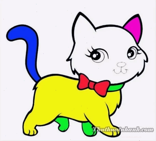 Mèo mừng sinh nhật in hình con mèo tô màu cho bé