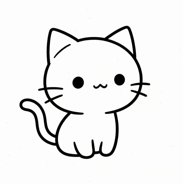 Mèo con chơi bóng in hình con mèo tô màu cho bé