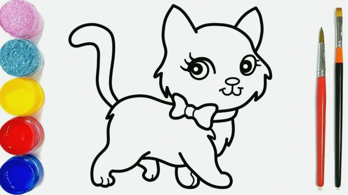 Mèo Kitty xinh xắn in hình con mèo tô màu cho bé