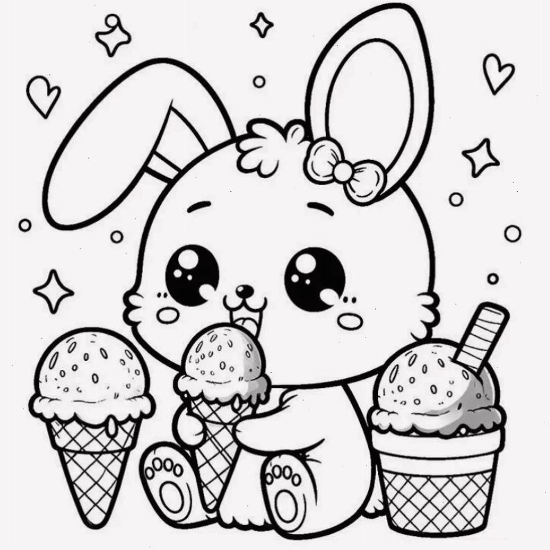 in hình con thỏ tô màu chibi cute