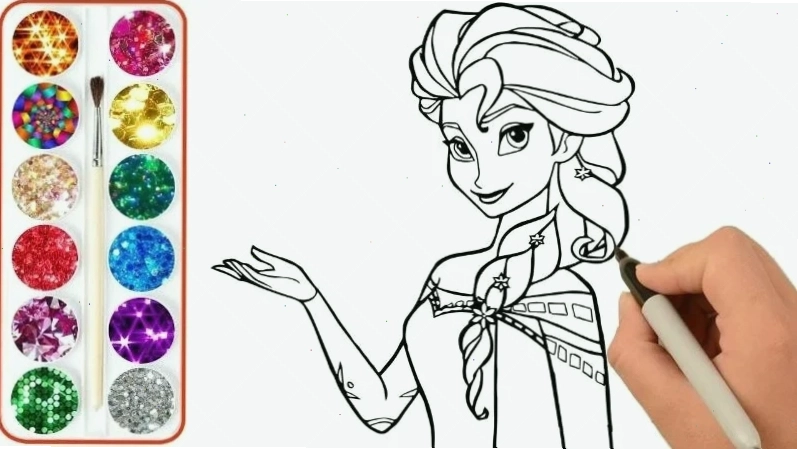 in hình công chúa elsa cho bé tô màu Disney