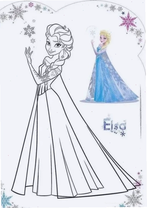 in hình công chúa elsa cho bé tô màu sang trọng