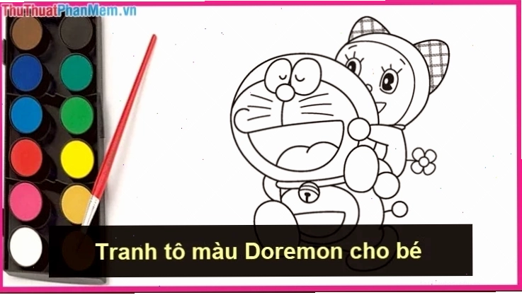 in hình doremon tô màu đọc sách