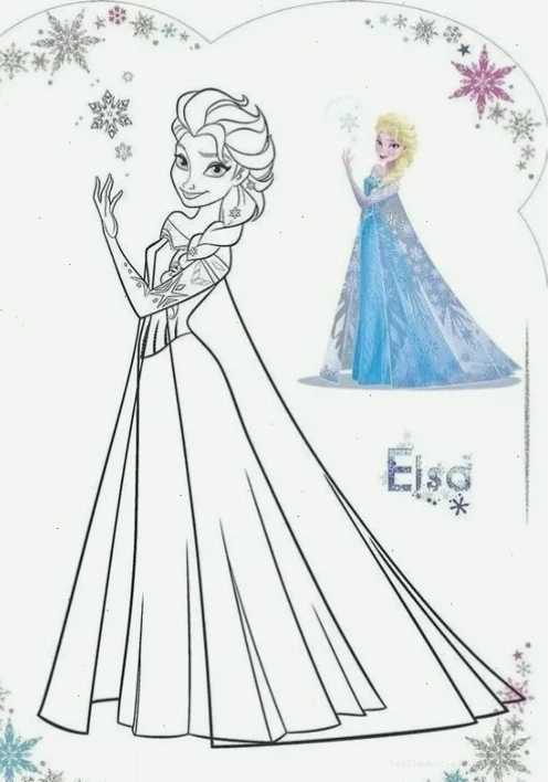 in hình elsa tô màu duyên dáng