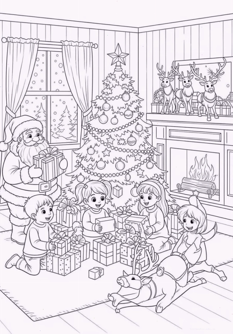 in hình ông già noel cho bé tô màu chi tiết nhỏ