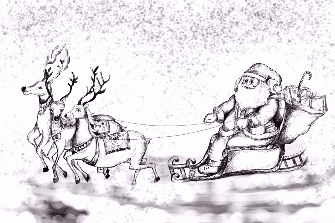 in hình ông già noel cho bé tô màu cùng quà tặng
