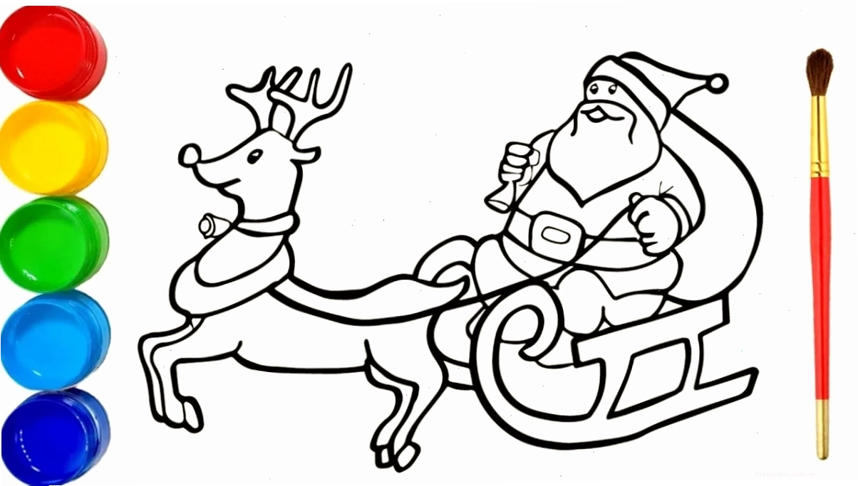 in hình ông già noel cho bé tô màu cùng xe tuần lộc