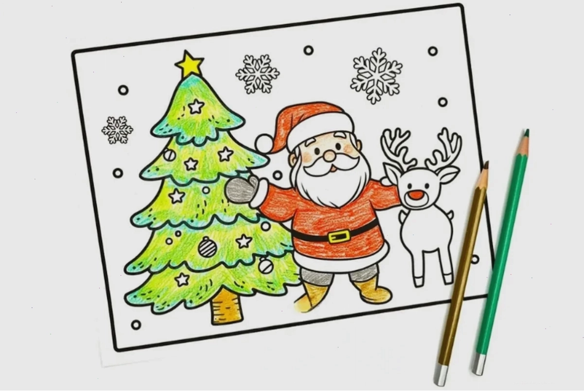 in hình ông già noel cho bé tô màu hình tròn