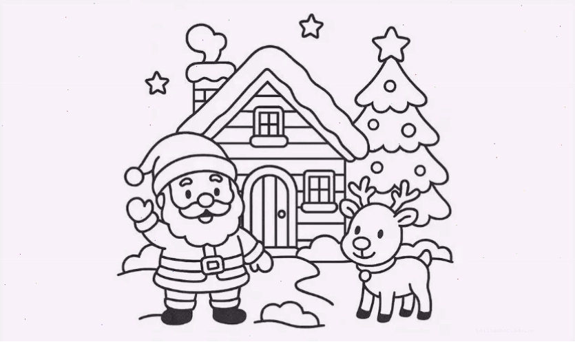 in hình ông già noel cho bé tô màu phong cách 3D