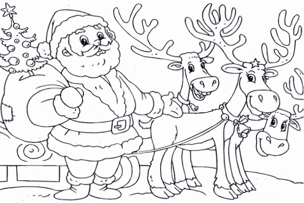 in hình ông già noel cho bé tô màu với những ngôi sao