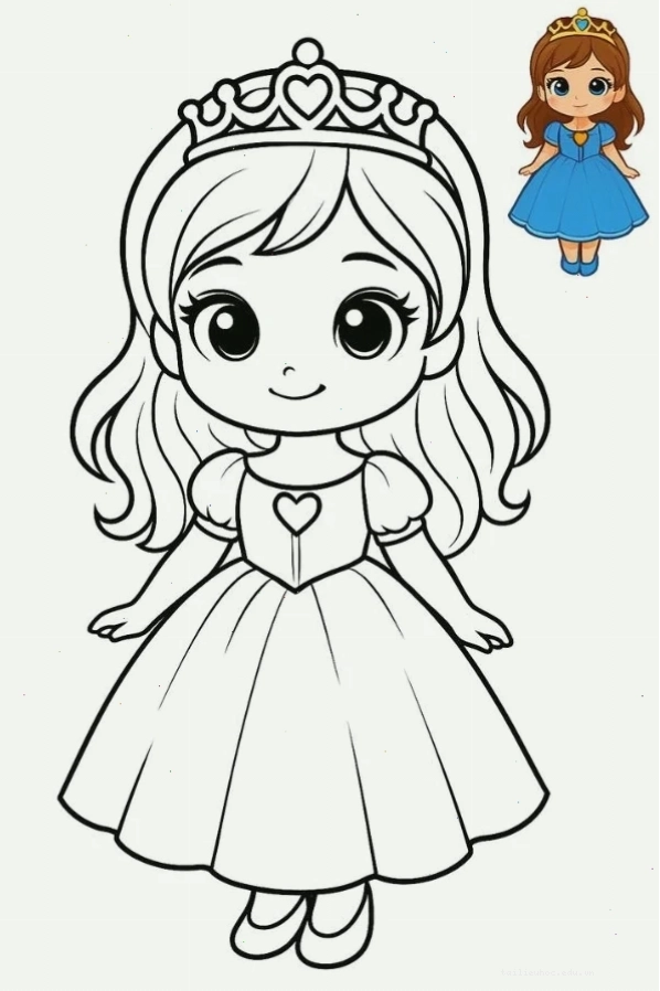 in hình tô màu búp bê chibi dễ thương
