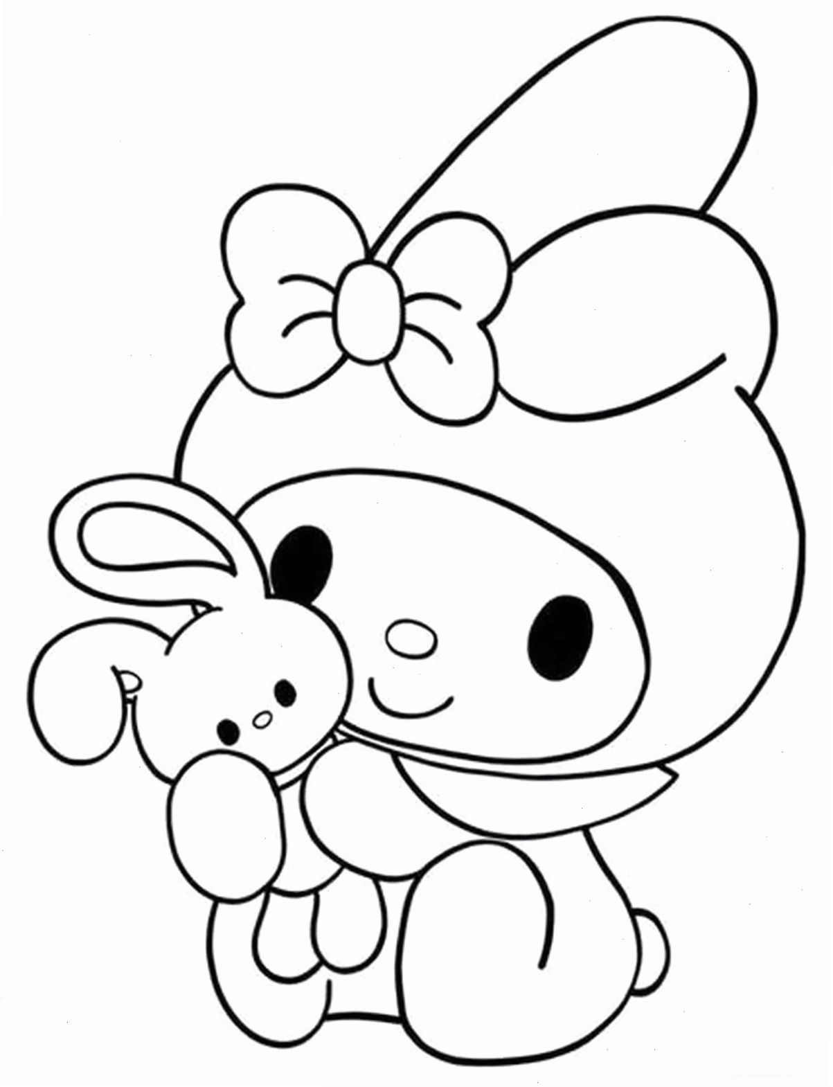 in hình tô màu cho bé gái hình con thỏ tinh nghịch