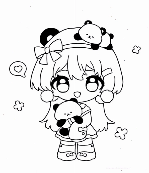 in hình tô màu công chúa chibi xinh xắn