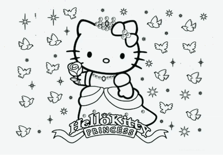 in hình tô màu hello kitty đi học