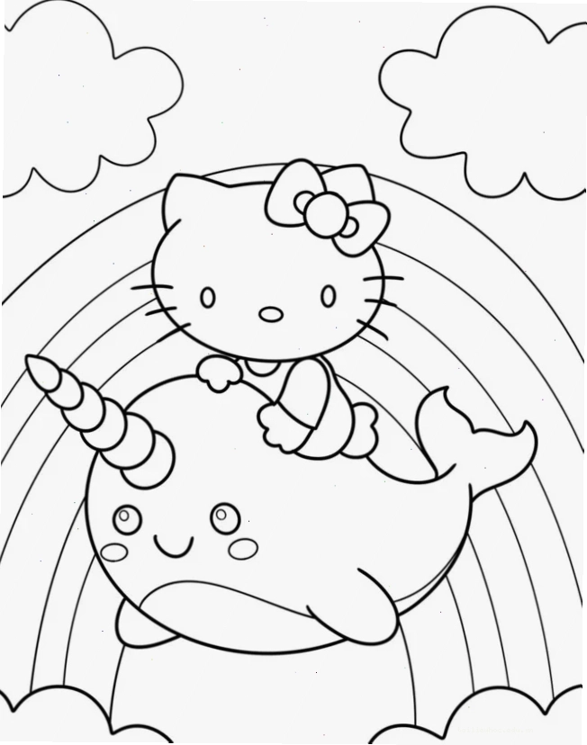 in hình tô màu hello kitty đi học