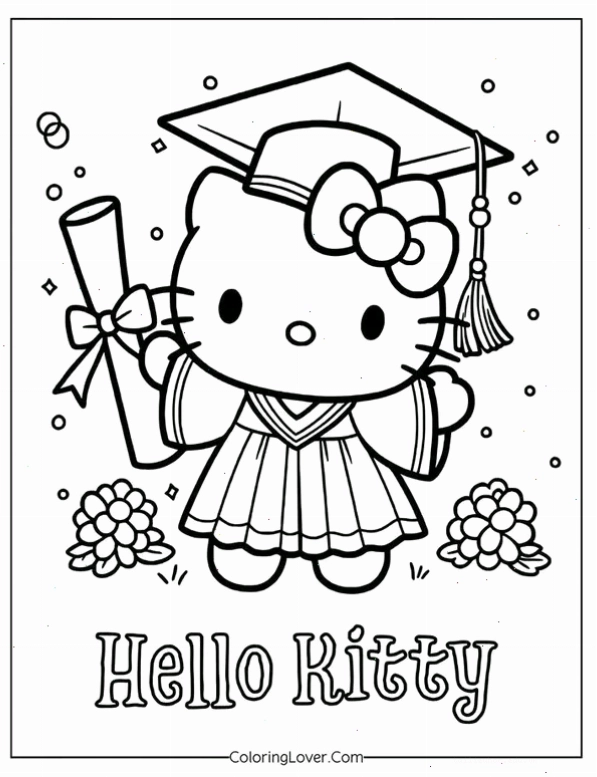 in hình tô màu hello kitty sáng tạo