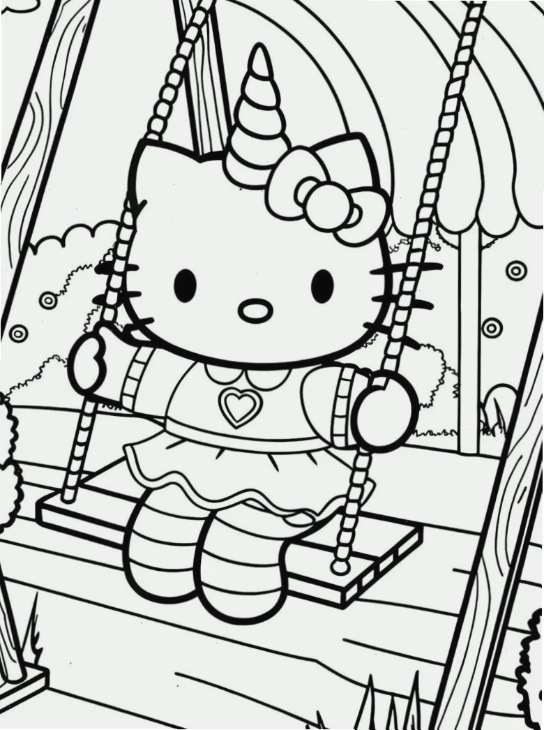 in hình tô màu hello kitty sinh nhật