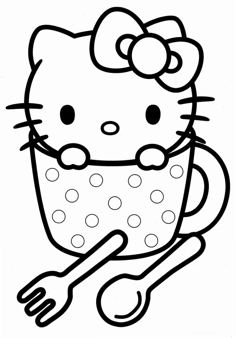 in hình tô màu hello kitty tặng hoa