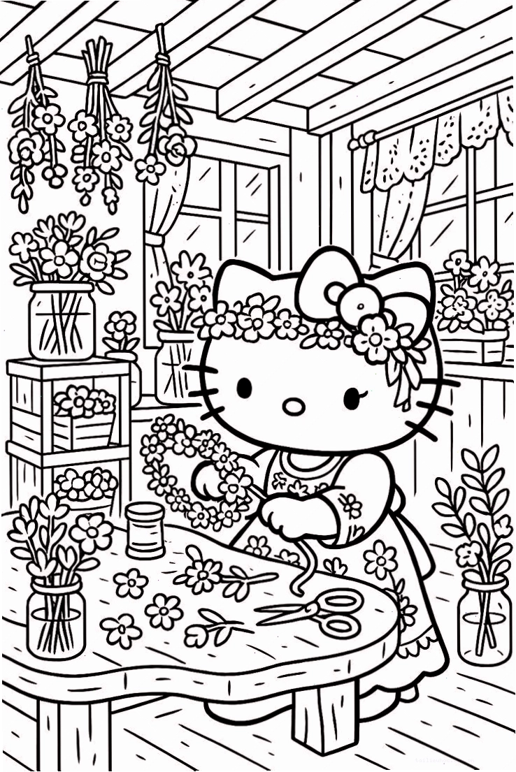 in hình tô màu hello kitty và bạn