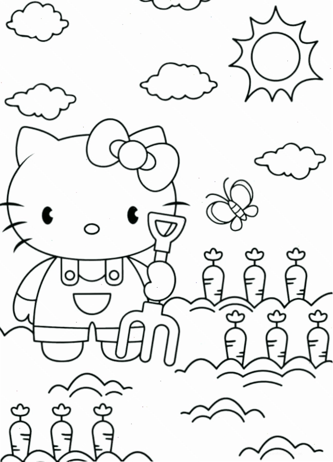 in hình tô màu hello kitty và bạn