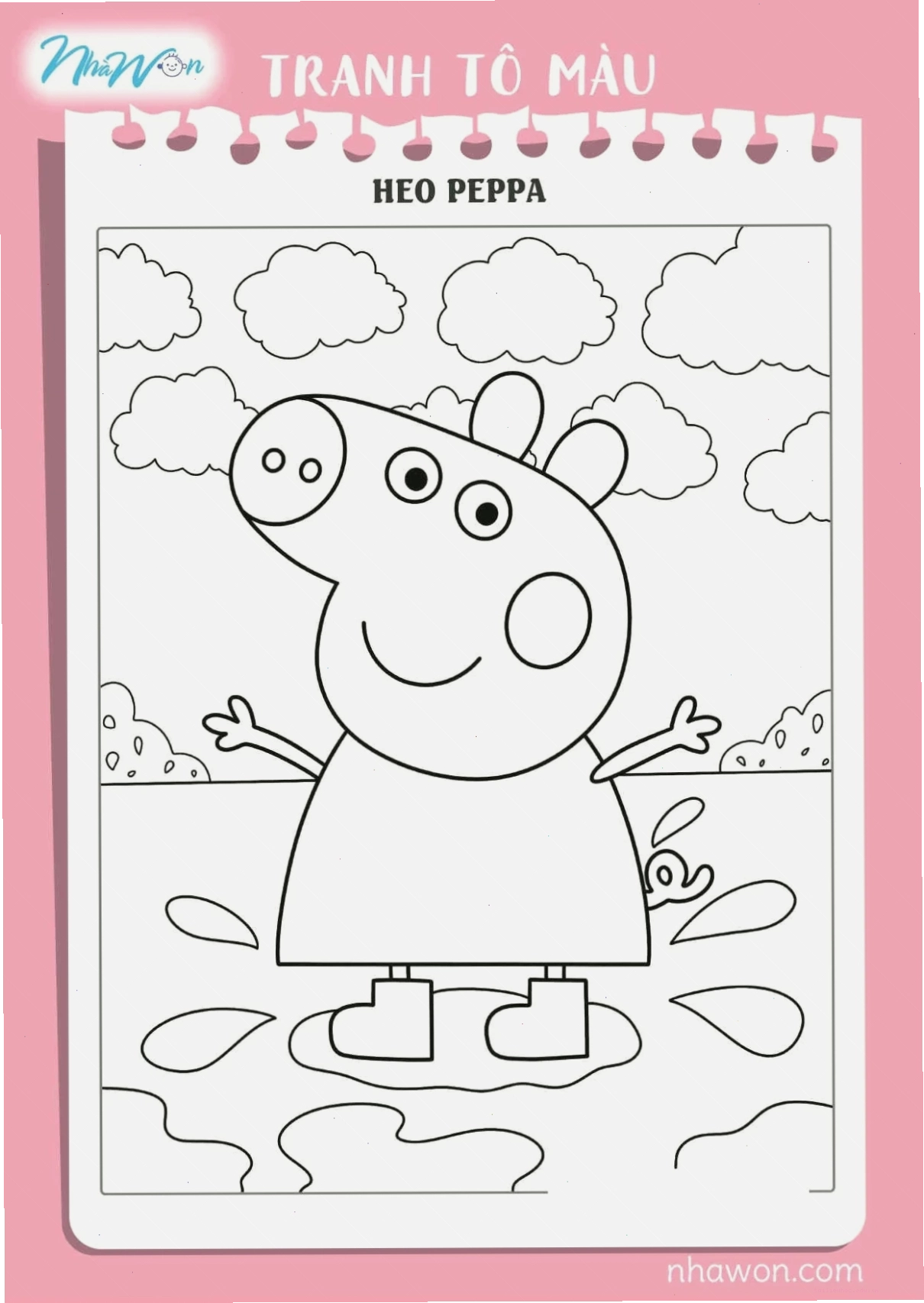 in hình tô màu heo peppa cùng George