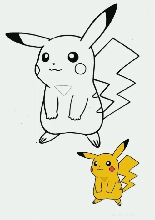 in hình tô màu pikachu cầm bóng