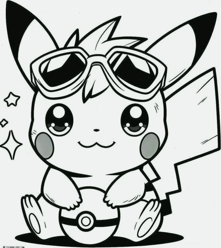 in hình tô màu pikachu cười lớn
