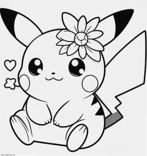 in hình tô màu pikachu dùng chiêu thức