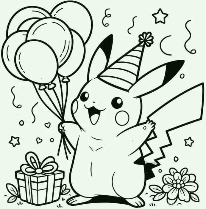 in hình tô màu pikachu ngạc nhiên