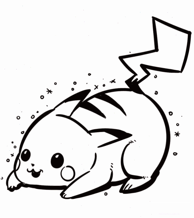 in hình tô màu pikachu ngồi trên cỏ
