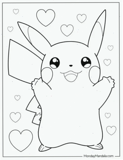 in hình tô màu pikachu nhảy múa