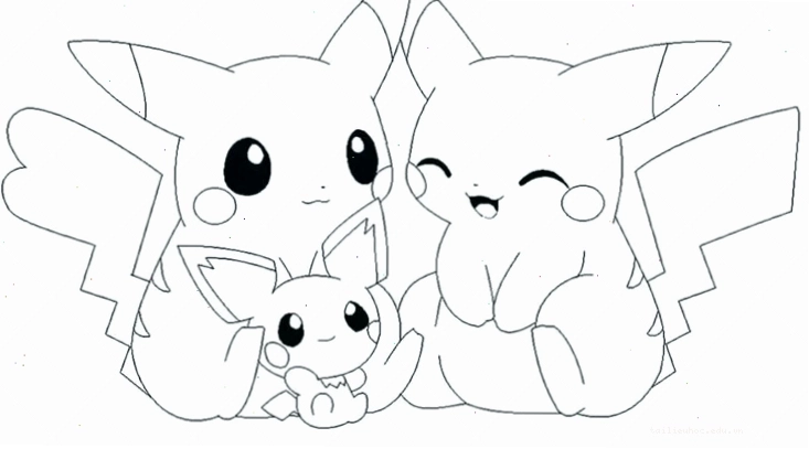 in hình tô màu pikachu tai dài