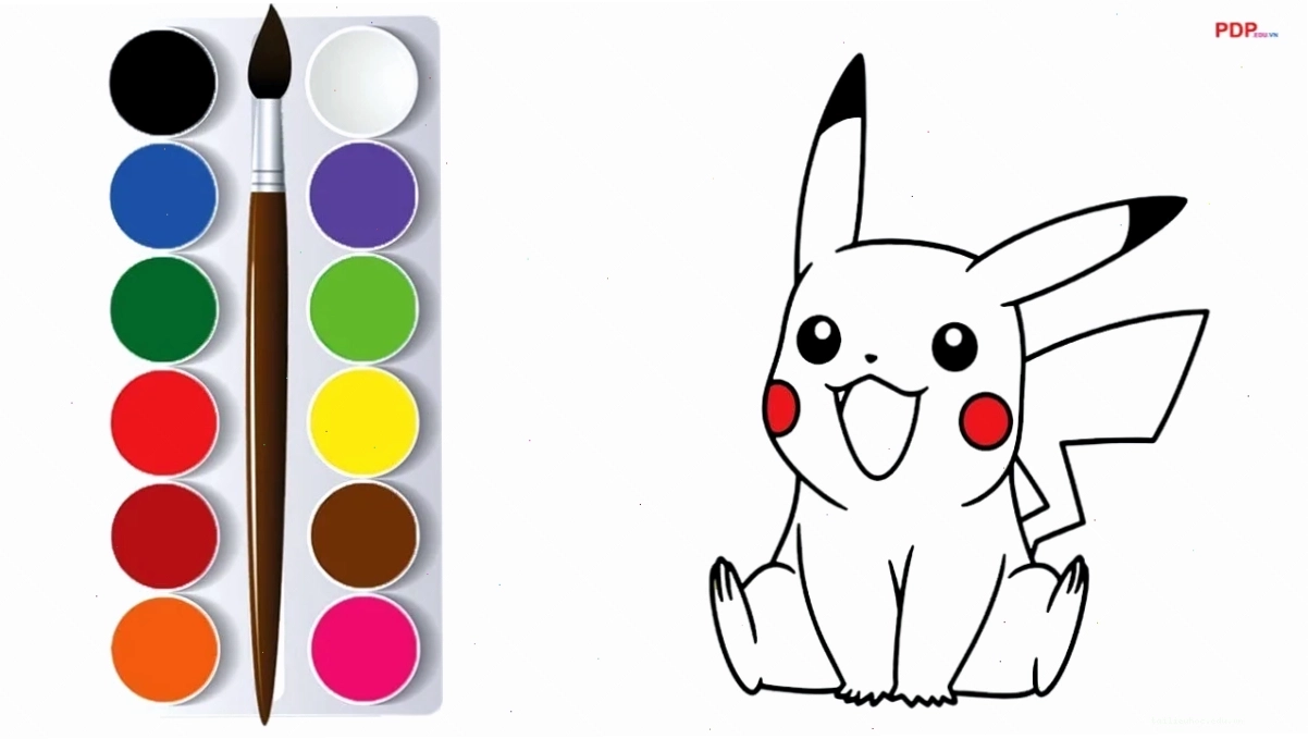 in hình tô màu pikachu tạo dáng