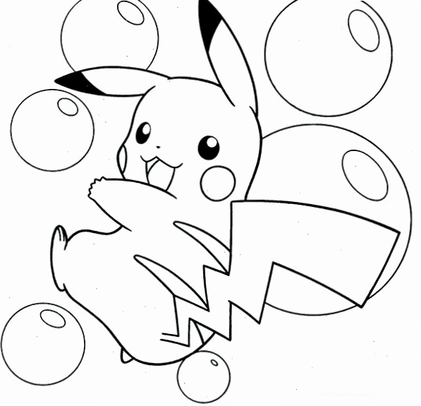 in hình tô màu pikachu vẫy đuôi