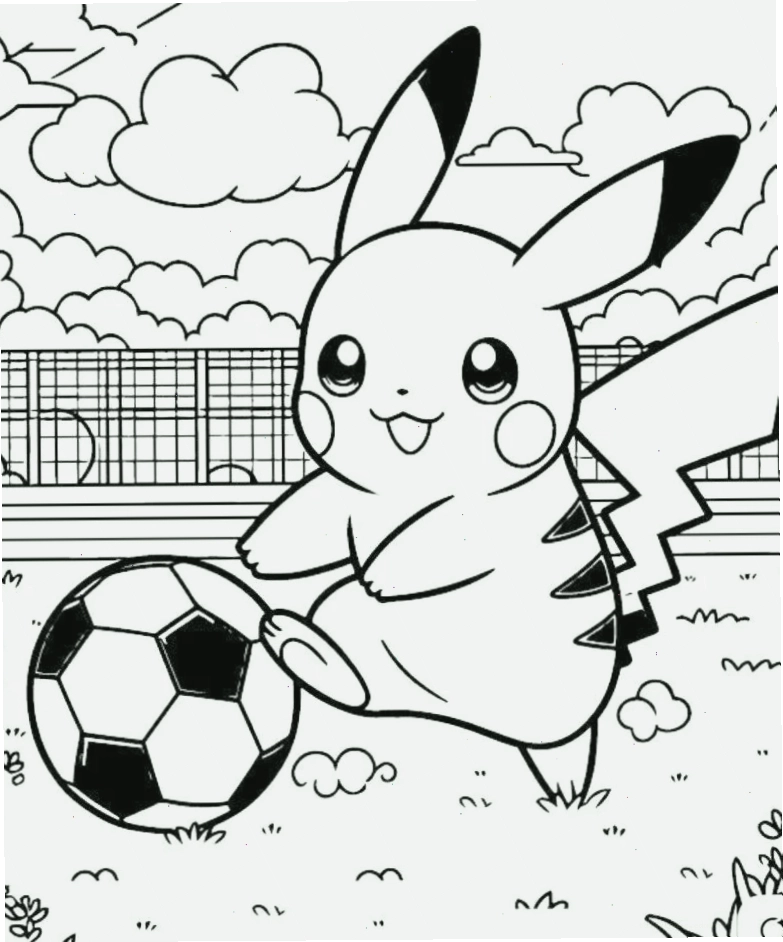 in hình tô màu pikachu vẫy tay chào