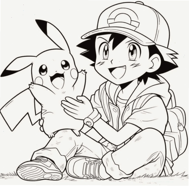 in hình tô màu pikachu vui chơi