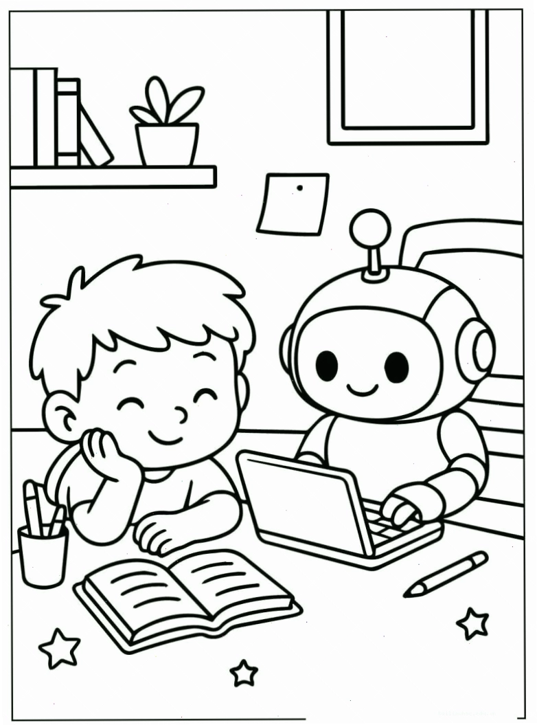 in hình tô màu robot kỹ thuật in hình tô màu robot kỹ thuật