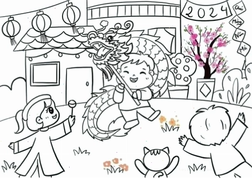tranh quạt giấy in hình tô màu tết hình chiếc quạt