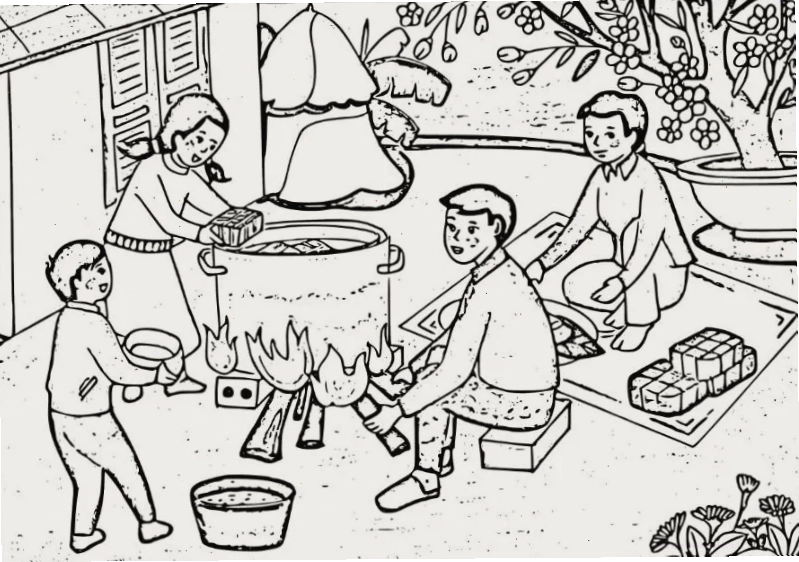 tranh lân sư in hình tô màu tết hình chú lân