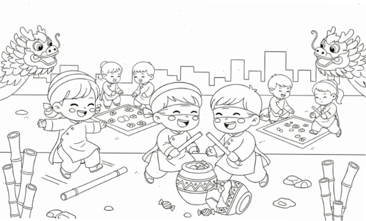 tranh dưa hấu in hình tô màu tết hình quả dưa hấu
