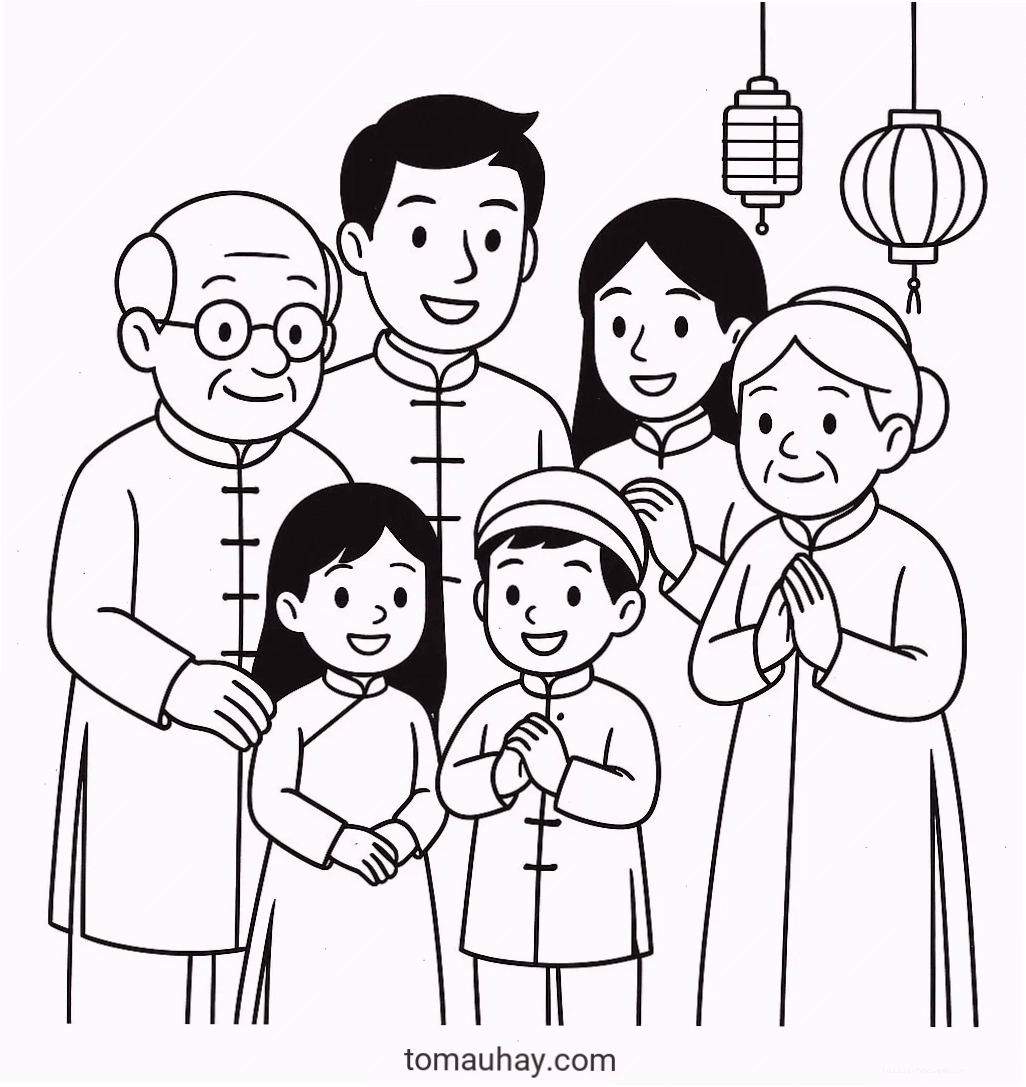tranh bao lì xì in hình tô màu tết với bao lì xì