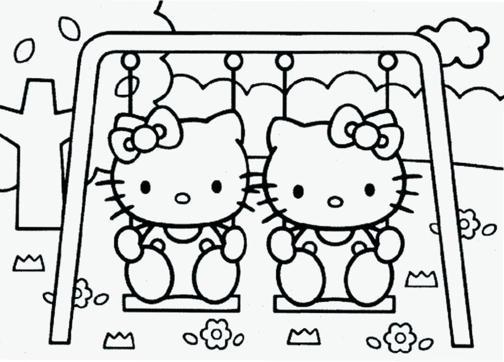 in tranh tô màu hello kitty ăn bánh táo
