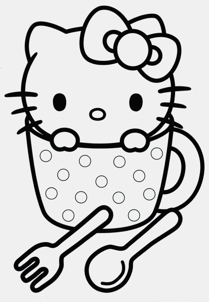 in tranh tô màu hello kitty cầm ô đi mưa