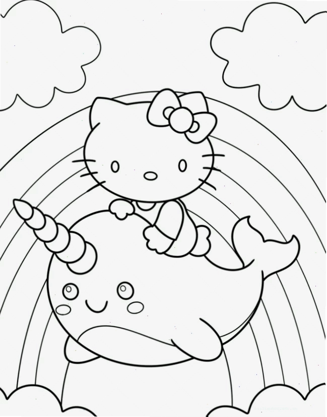 in tranh tô màu hello kitty và Kuromi