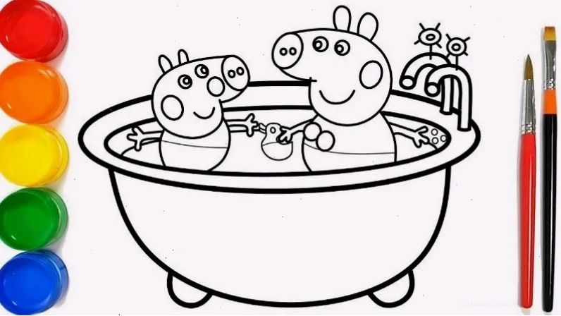 in tranh tô màu heo peppa cầm cúp