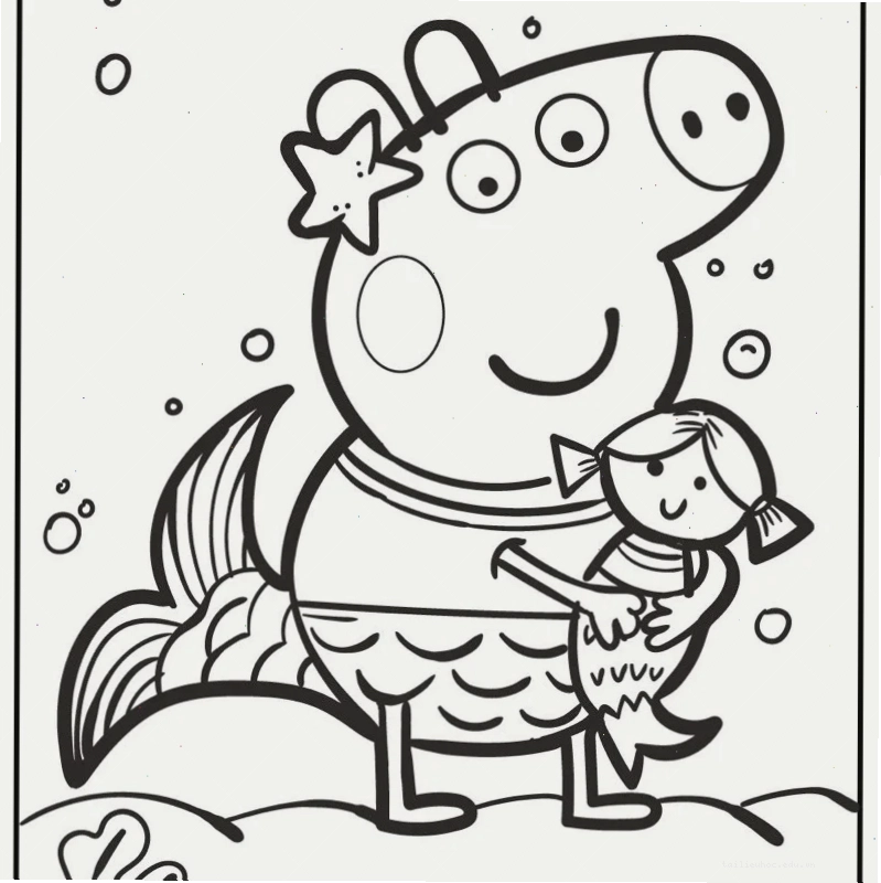 in tranh tô màu heo peppa chơi bóng