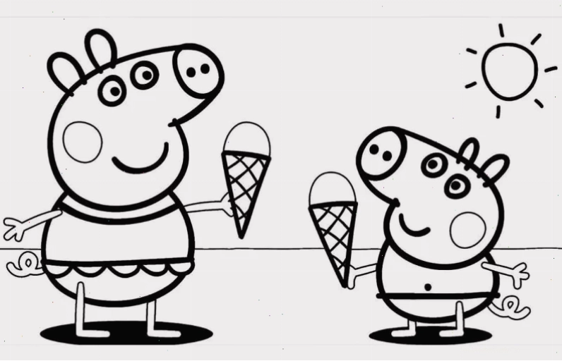 in tranh tô màu heo peppa gia đình