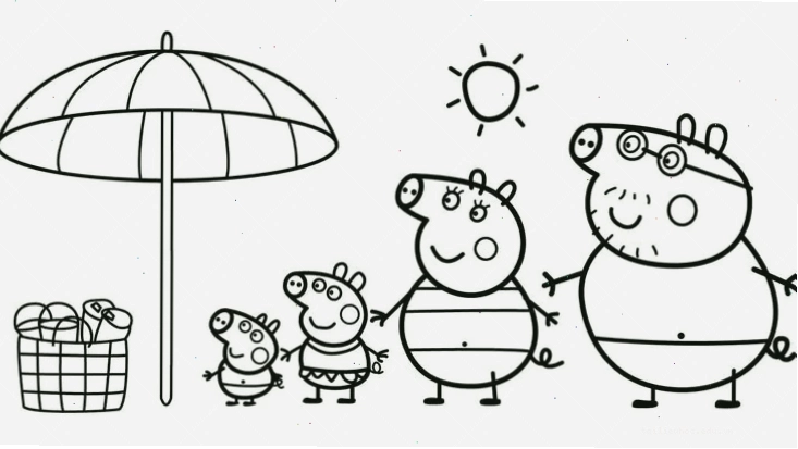 in tranh tô màu heo peppa hoạt hình