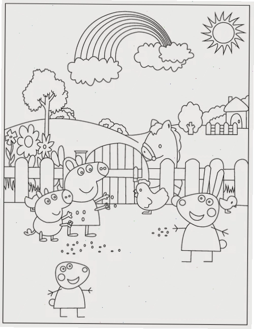in tranh tô màu heo peppa học vẽ