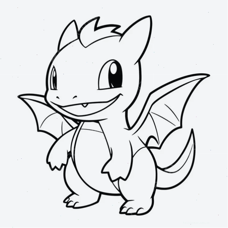 in tranh tô màu pokemon Charizard nhỏ
